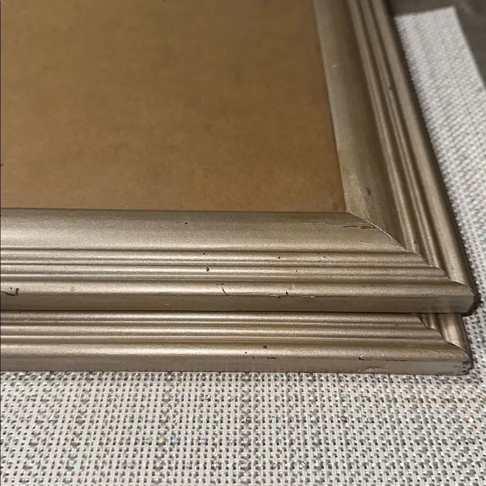 pinnacle Two Picture Art Frames shimmery Gold Distressed Glass Top  16.5 x 13.5”